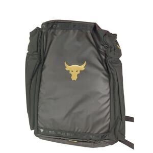 UA Under Armour Project Rock Backpack Adult Black Gold Duffle Gym Bag 1376459